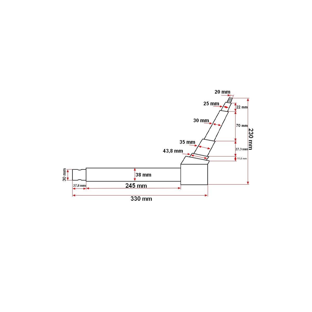 Fuzeta dreapta L=275mm UTB U-445 si Fiat 480